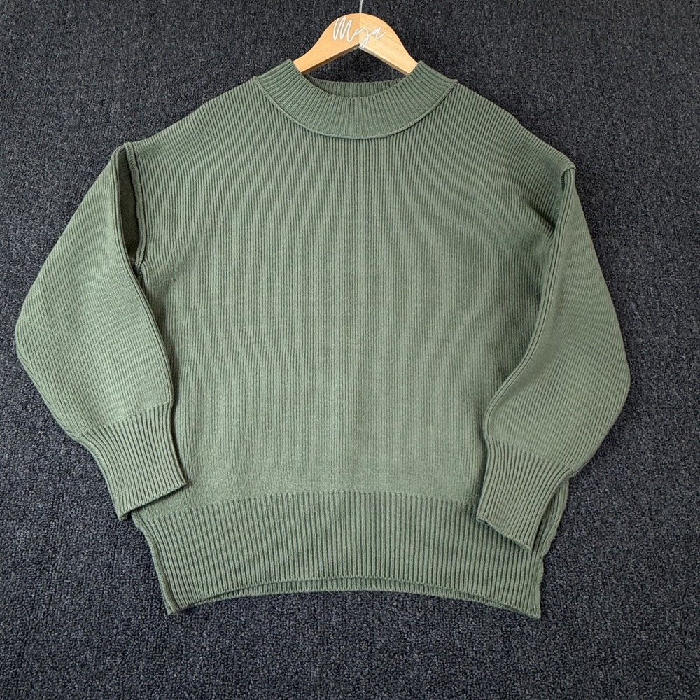 Zenana Olive Green Ribbed Mock Neck Oversized Sweater TW-2505Y Womens Small